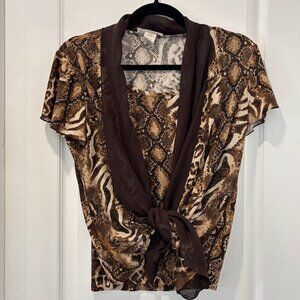 Vintage Leopard Print Combo Blouse Size S